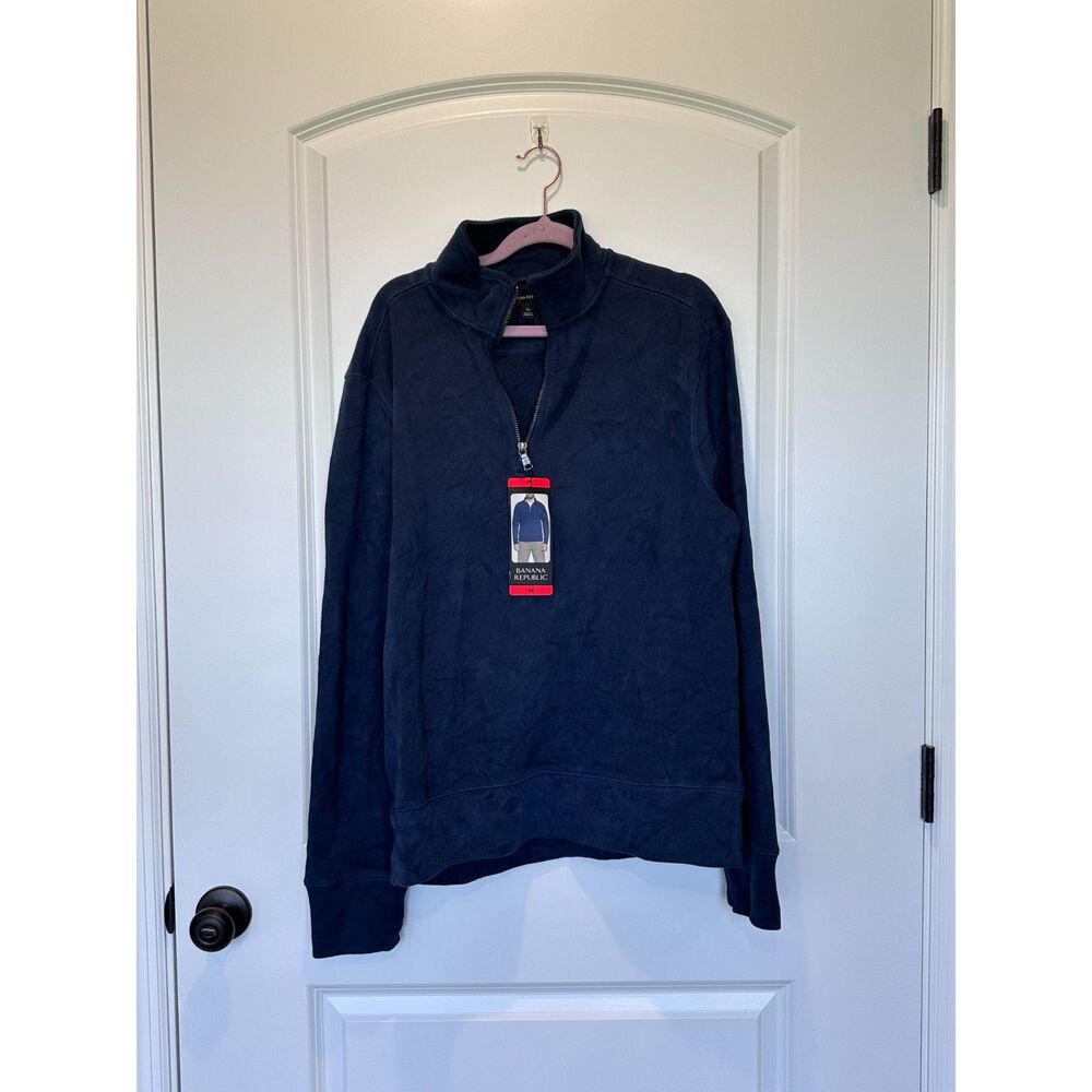 NWT Banana Republic Quarter Zip Pullover Navy Blue Size Medium